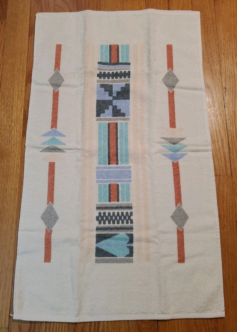 Vintage Cannon Royal Family Hand Towel Southwest Geometric Print