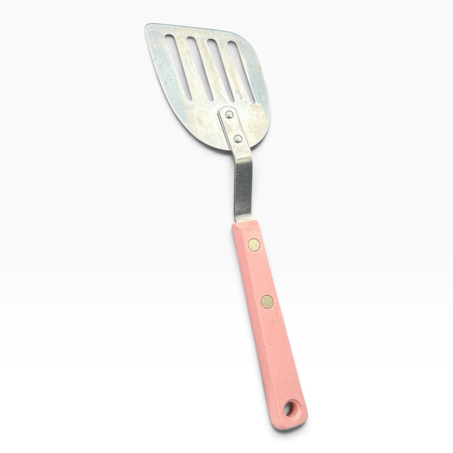 Vintage EKCO Forge Pink Handle Slotted Spatula Turner USA MCM Rare