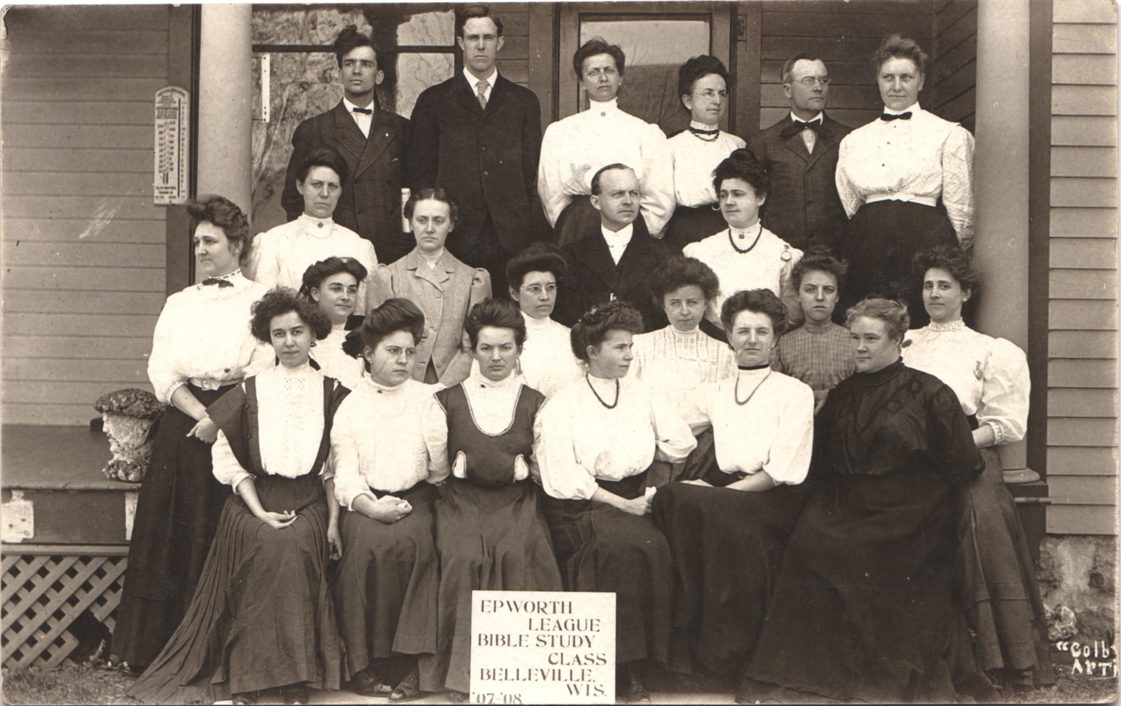 BIBLE STUDY CLASS belleville wi c1910 postcard wisconsin real photo rppc epworth
