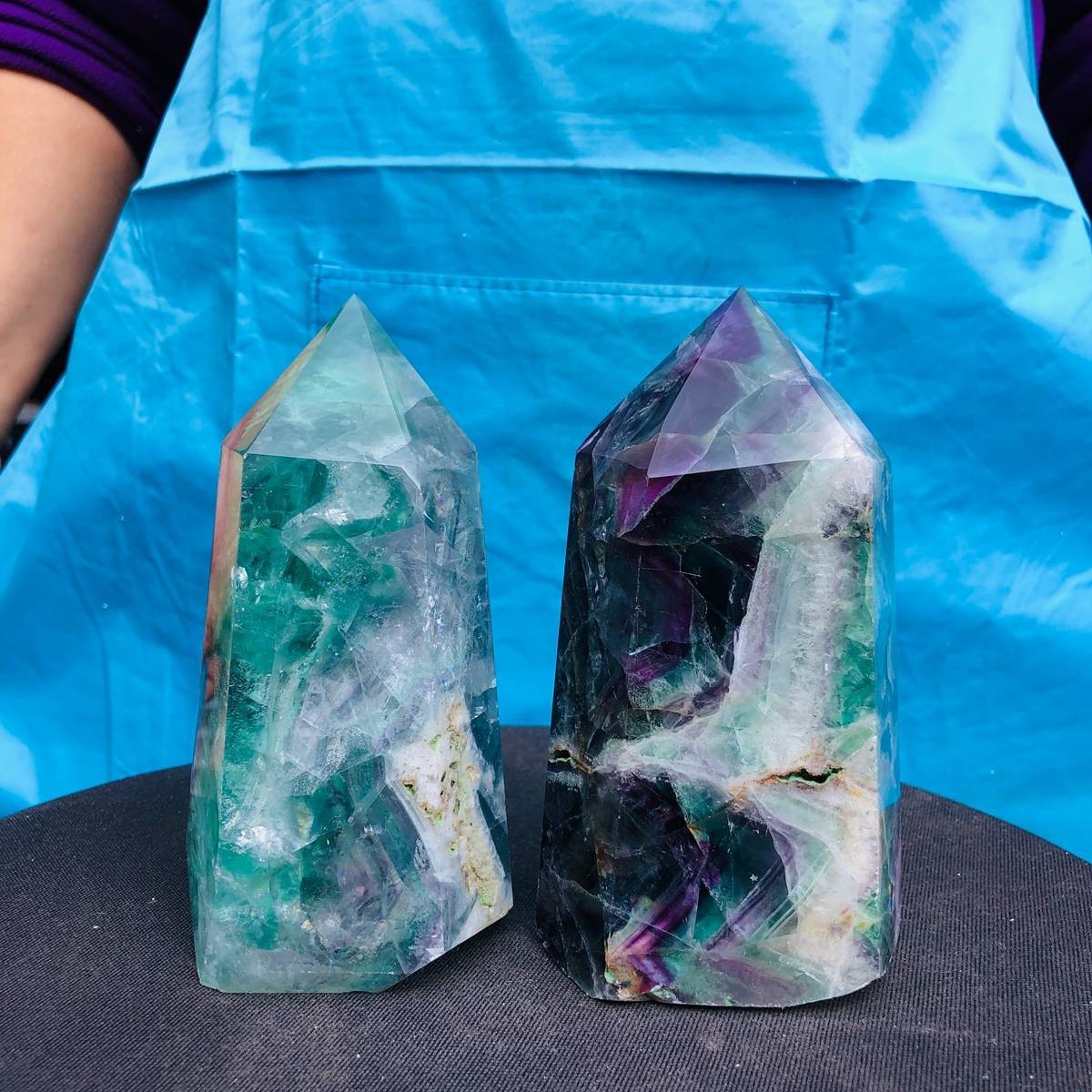 2pc 4.4LB Natural Fluorite crystal Hexagonal point Column Healing Reiki 2720