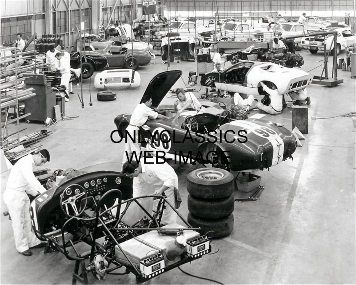 1967 Carroll Shelby AC Cobra Mustang Muscle Car Assembly Line Shop 16x20 Photo