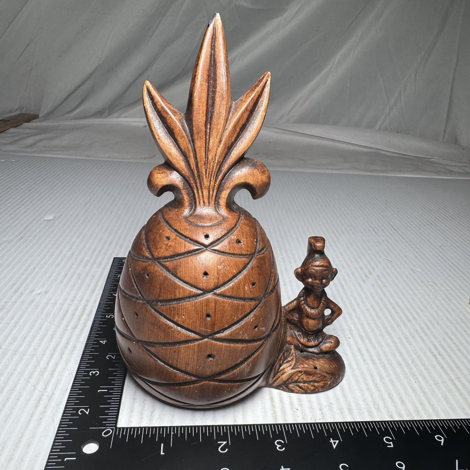 VTG Treasure Craft 1961 Hawaiian Pineapple Ceramic Tiki Pixie Toothpick Holder