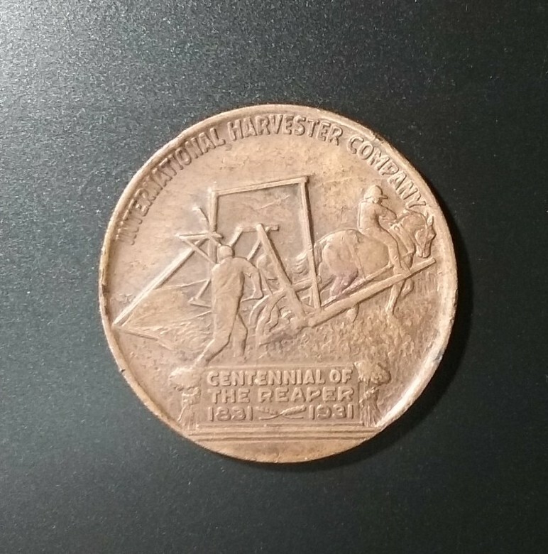 1931 International Harvester Reaper Centennial Token Coin Cyrus McCormick 