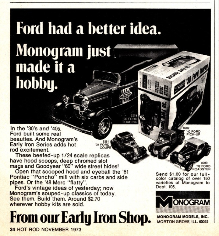 Original 1973 Monogram Models Print Ad (5in x 6in) Advertisement