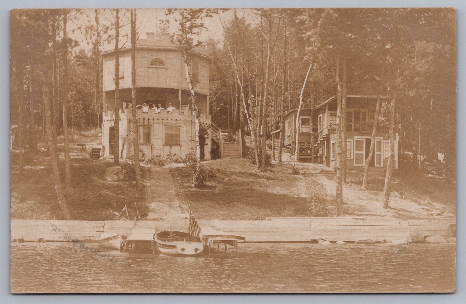 Octagonal House Camp Highland Lake Winsted CT Tolles RPPC Connecticut R13