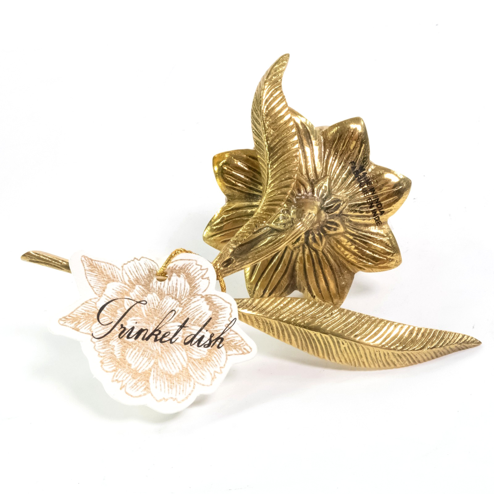 NWT Anthropologie Gilded Floral Feather Trinket Dish