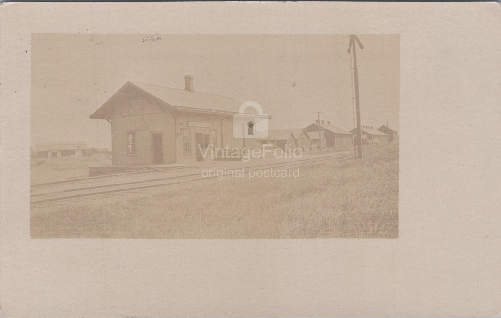 Railroad Depot Station Seneca Castle New York NY Train Tracks RPPC 1909 Postcard