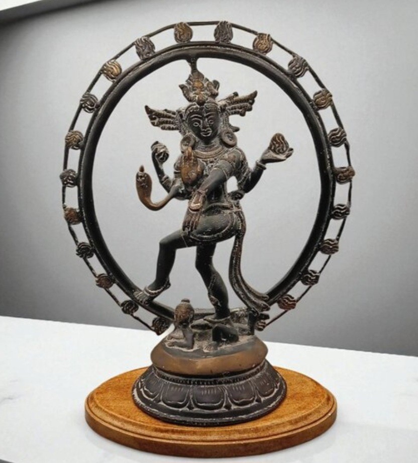 Vintage Indian Hindu Bronze Dancing Shiva Nataraja; Lord of Dance Statue 12\