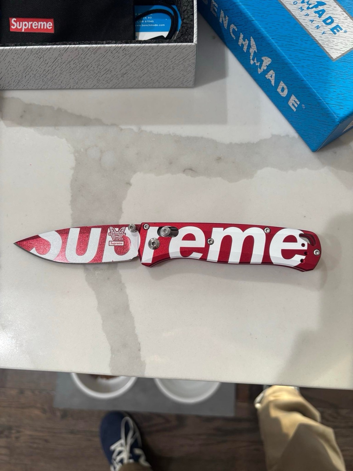 Benchmade Supreme Bugout red pocket knife