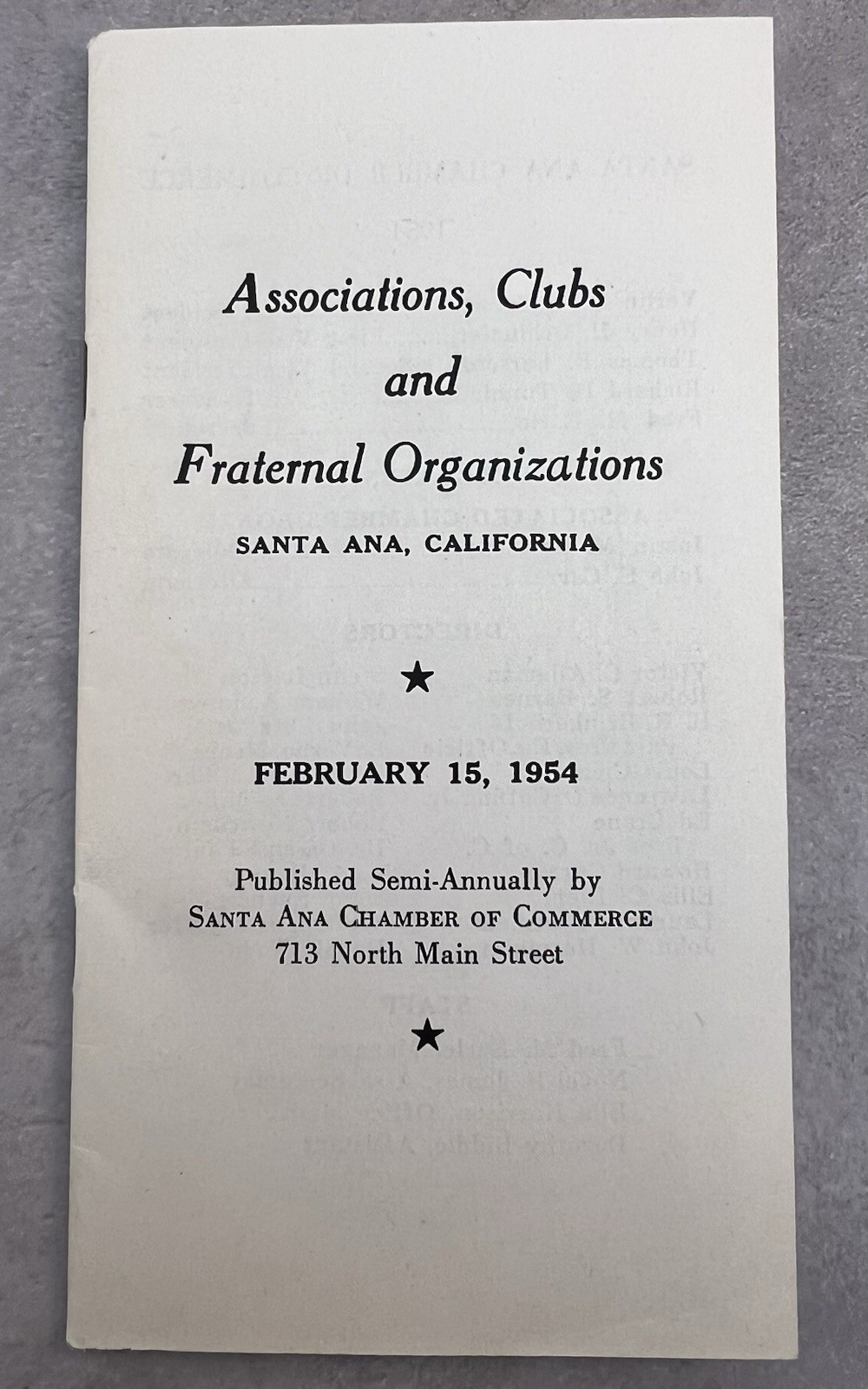 Associations, Clubs And Fraternal Organizations, Santa Ana California, Feb, 1954 Associations, Clubs And Fraternal Organizations, Santa Ana California, Feb, 1954