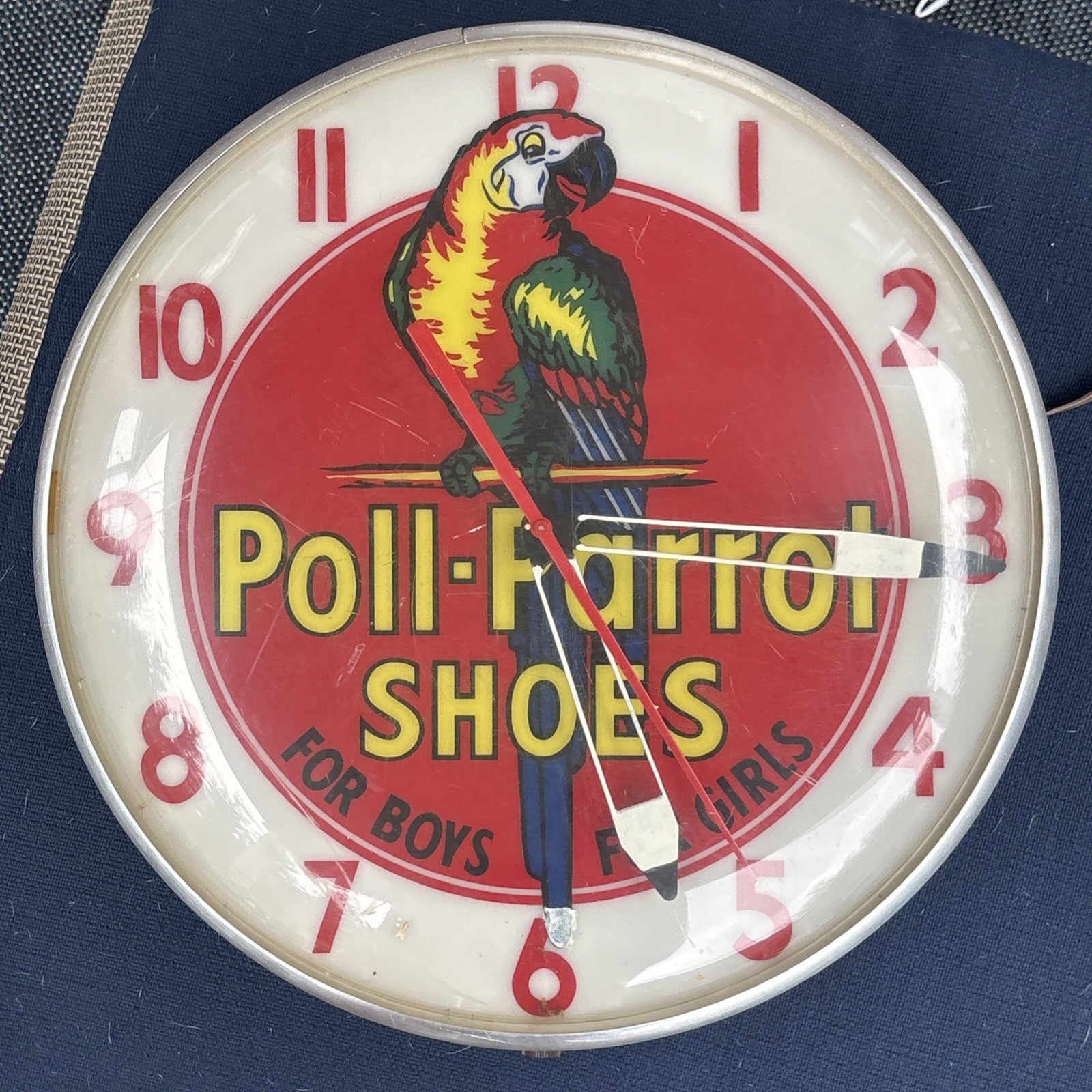 RARE 15” POLL-PARROT SHOES ADVERTISING CLOCK