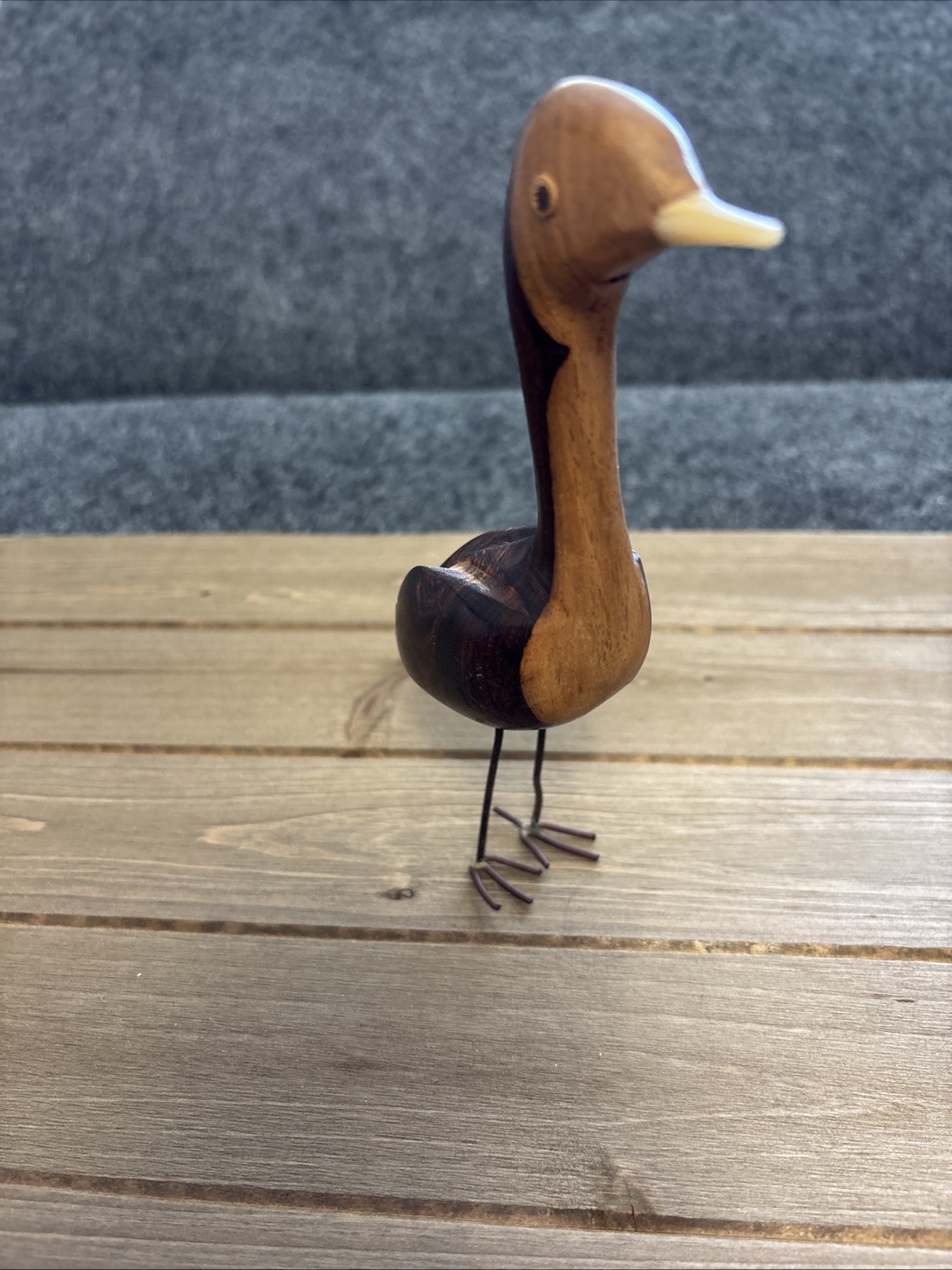 Vintage Carved Wood Duck Two Tone Wood