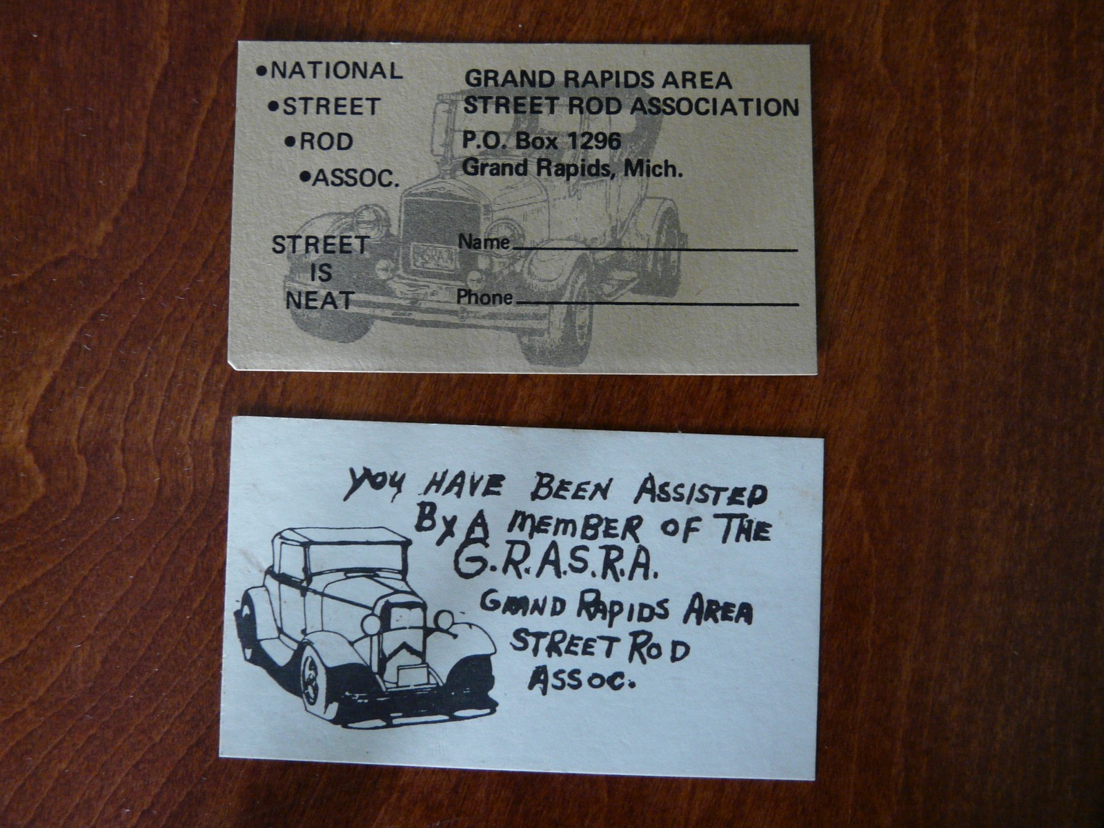 ORIGINAL 1970\'S Grand Rapids Area  Street Rod Assoc. COURTESY CARD 