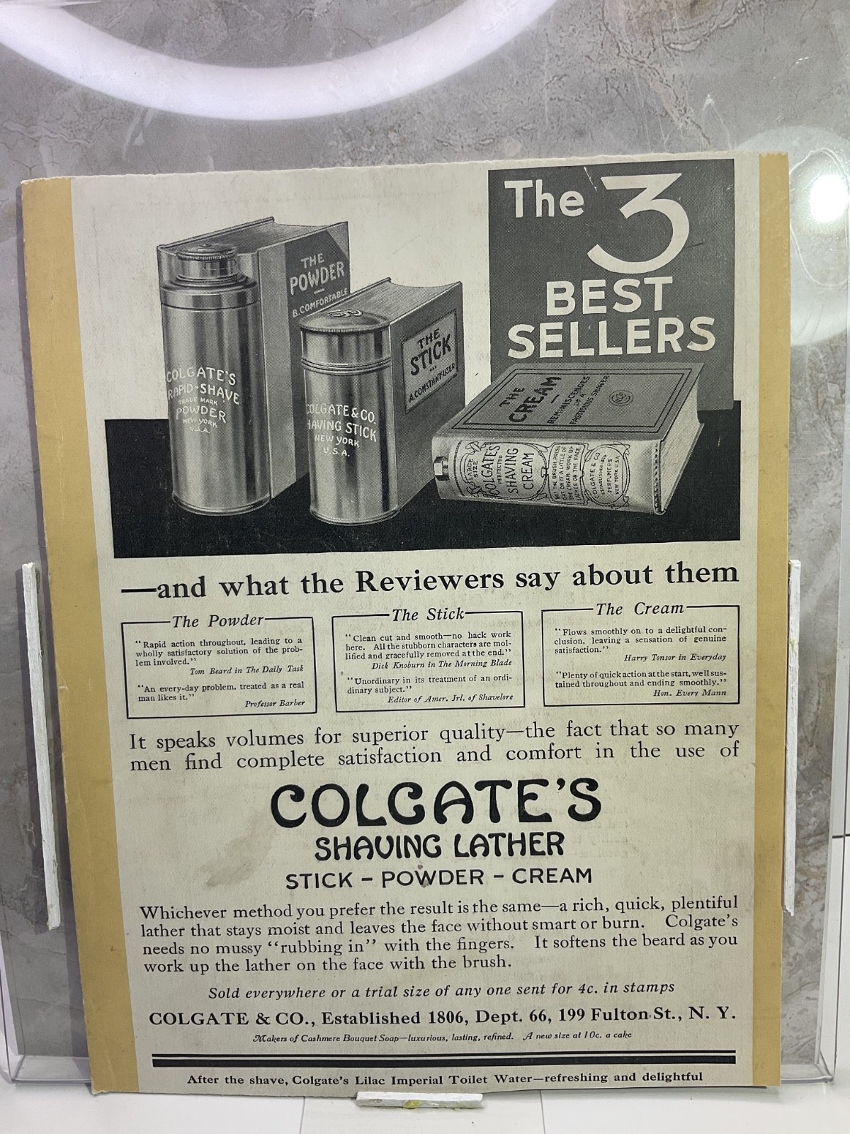 1916 Vintage Black & White Printed Advertisement Colgate’s Shaving Lather