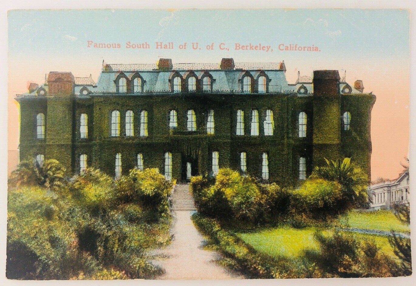 Vintage Berkeley California CA University of California Famous South Hall 