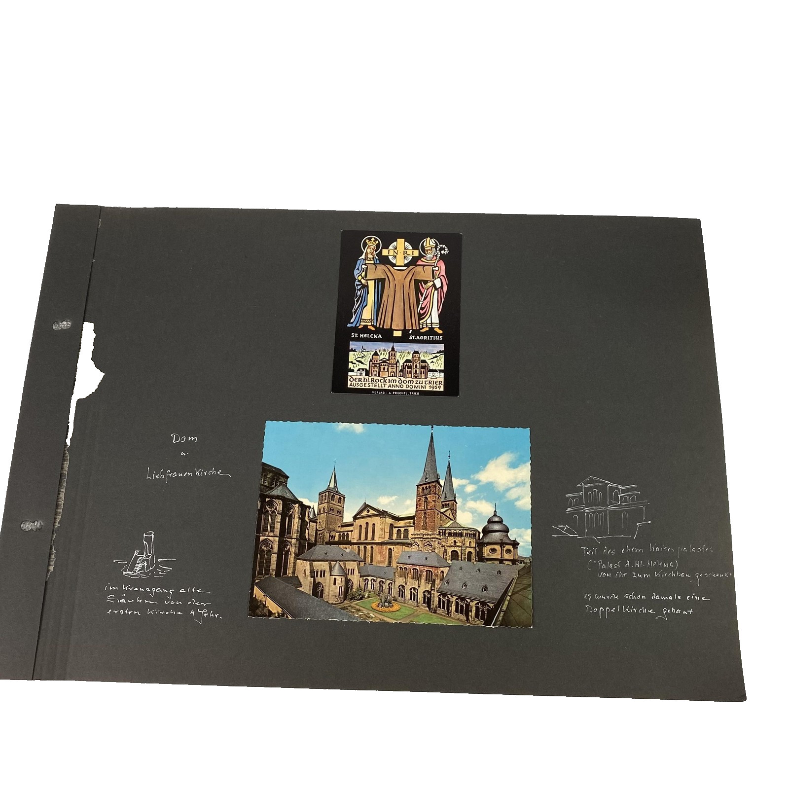 Vintage 1959 Trier Holy Robe Scrapbook Page Postcards Dom Cathedral Germany