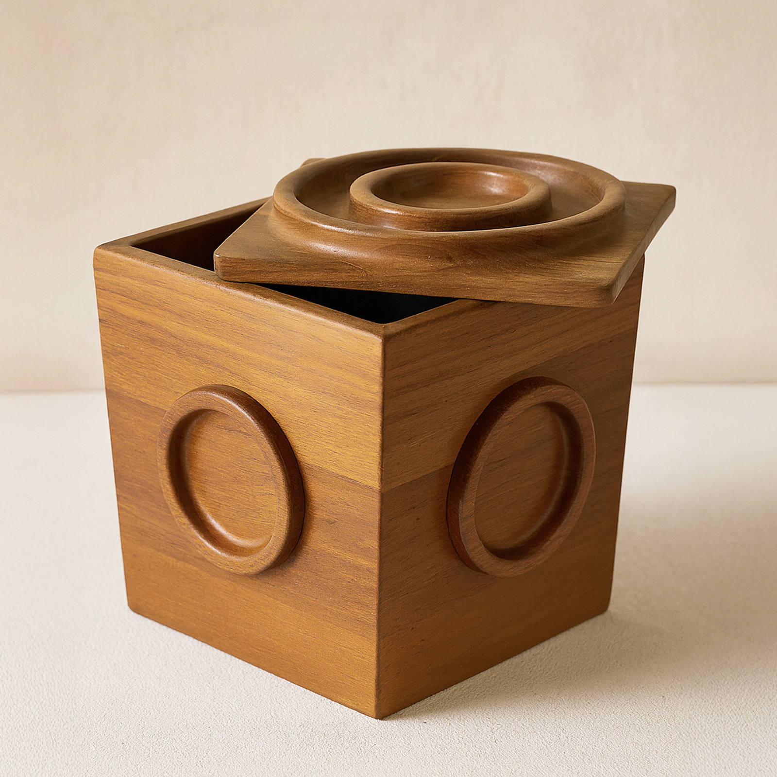 Vintage cube Dansk Teak Ice Bucket by Jens Quistgaard RARE Excellent Condition