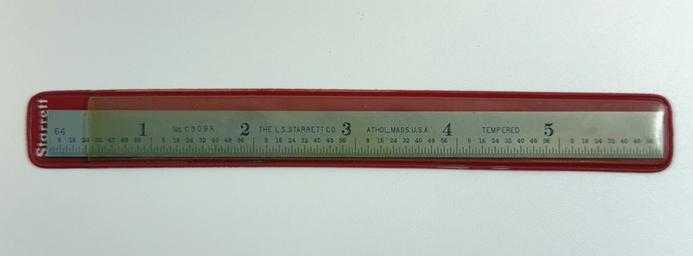 vintage L.S. Starrett No. C309R 6-inch tempered steel machinist’s rule