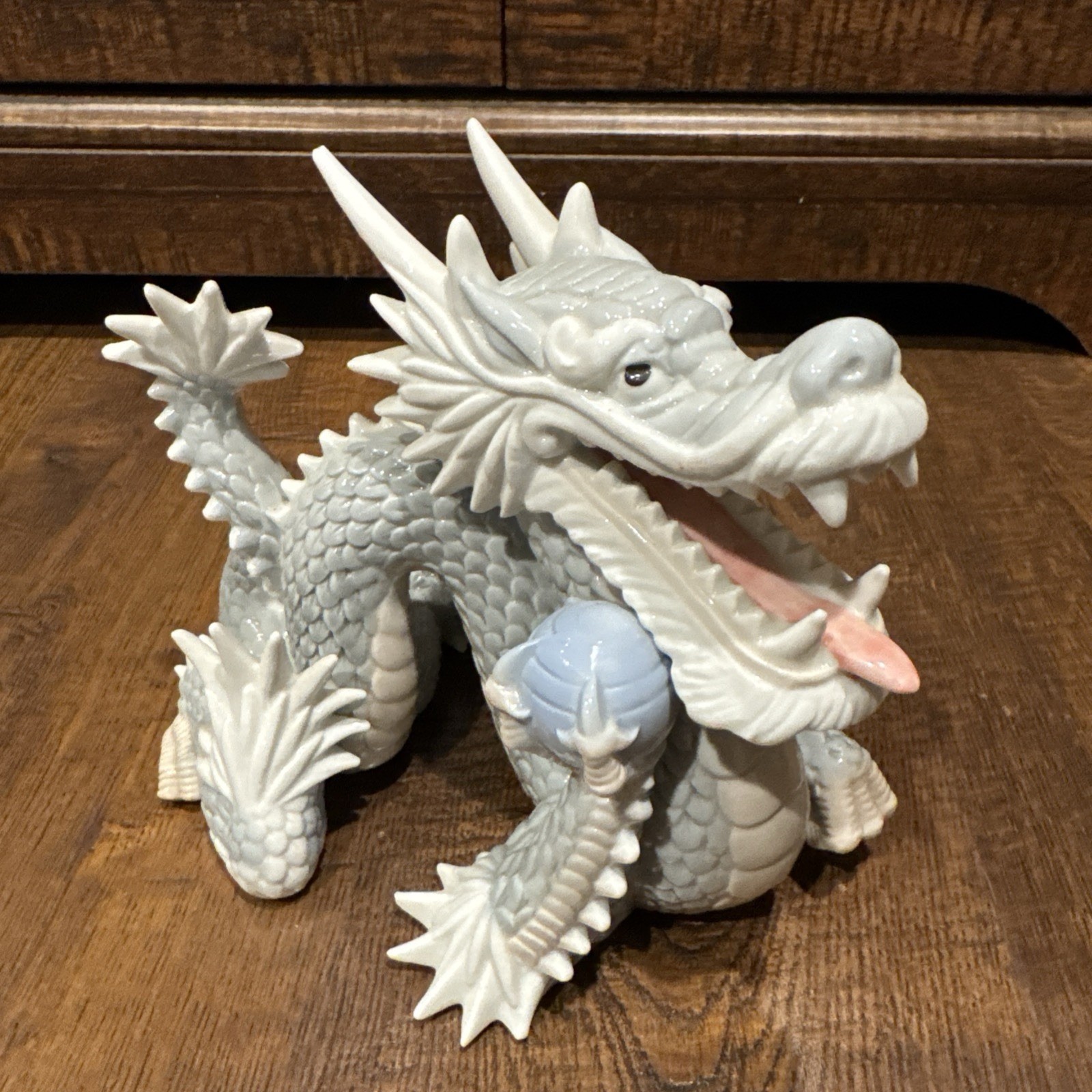 TKN Japan Yoshimi K. Beautiful Porcelain Light Blue Dragon - EXCELLENT Condition