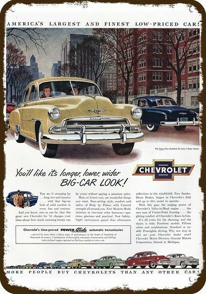 1951 CHEVROLET CHEVY STYLELINE DELUXE Car Vnt-Look DECORATIVE REPLICA METAL SIGN