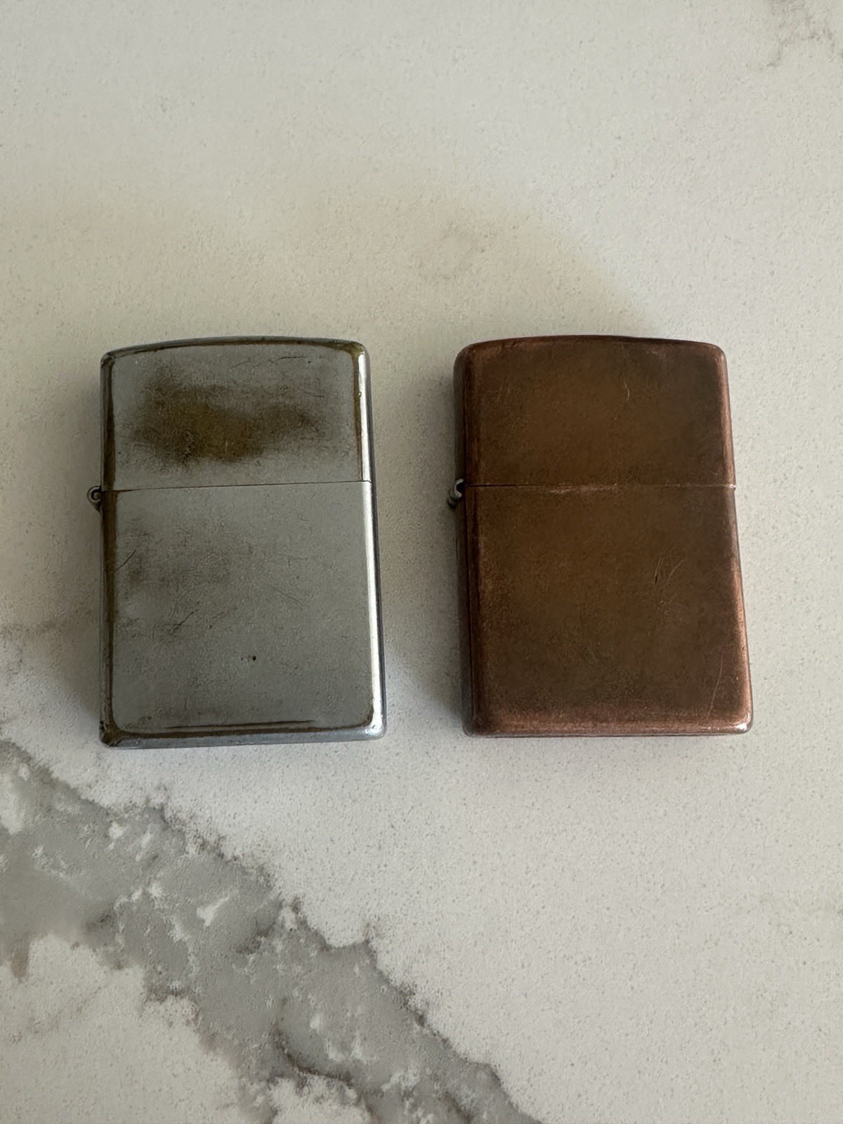 Vintage Zippo 2 Lighters Copper E 2003 & Chrome 2000 Parts Repair