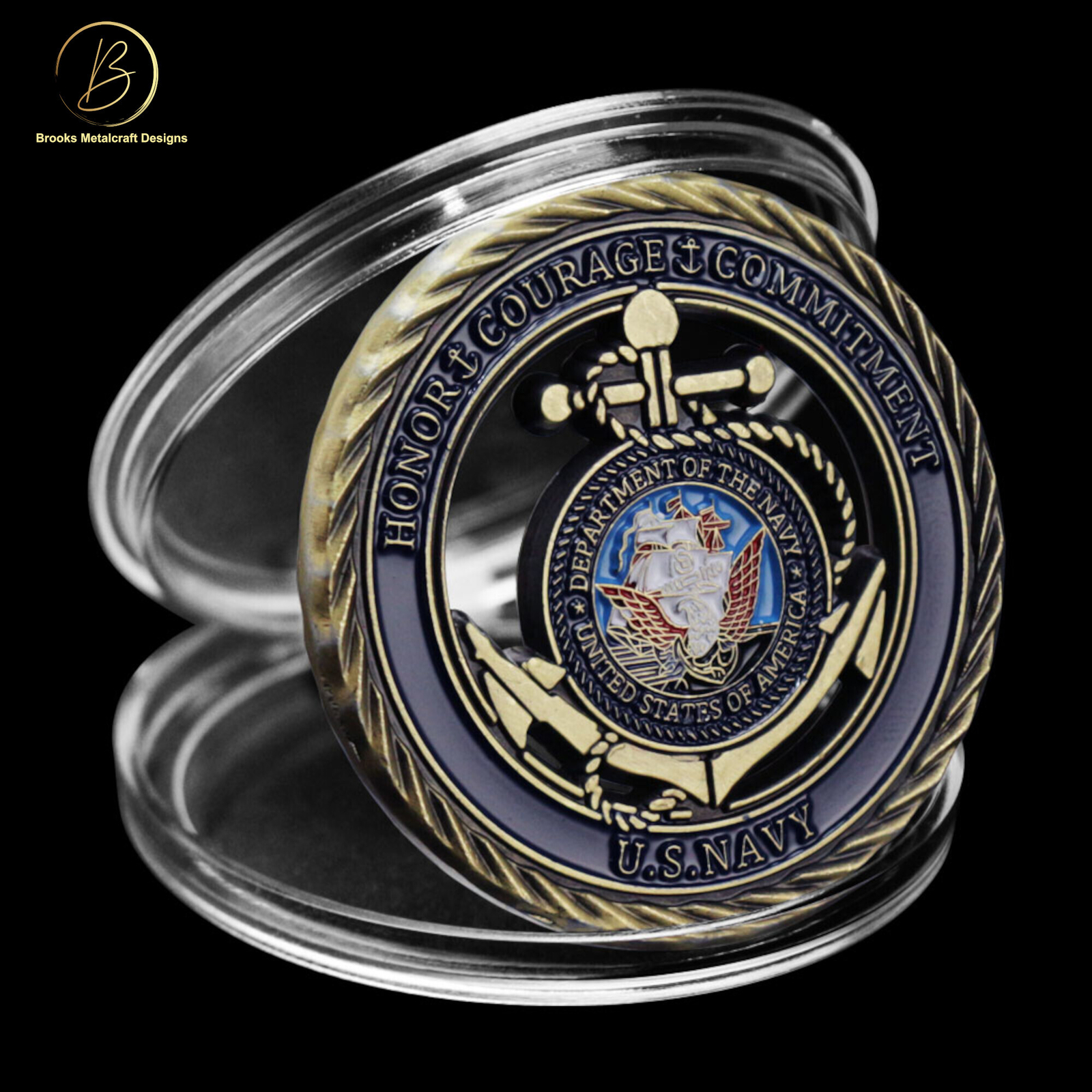 Navy Hollow Emblem Core Values Military Challenge Coin Navy Hollow Emblem Core Values Military Challenge Coin