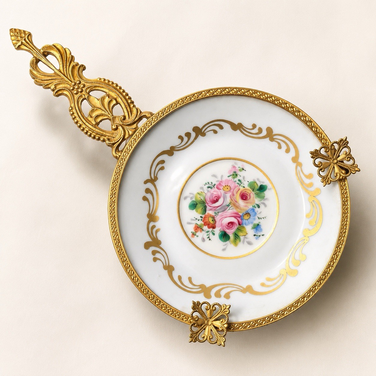 Antique Limoges Vieux Versailles Hand Painted Porcelain Ormolu Brass Antique Limoges Vieux Versailles Hand Painted Porcelain Ormolu Brass