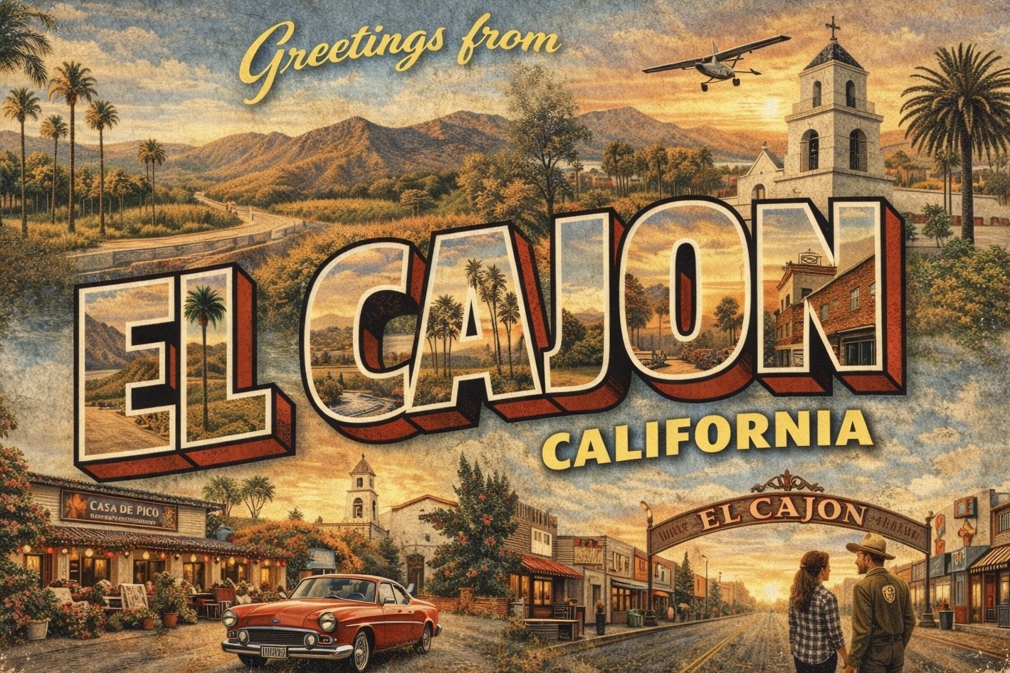 Greetings From EL CAJON, CALIFORNIA MODERN Vintage Postcard B3
