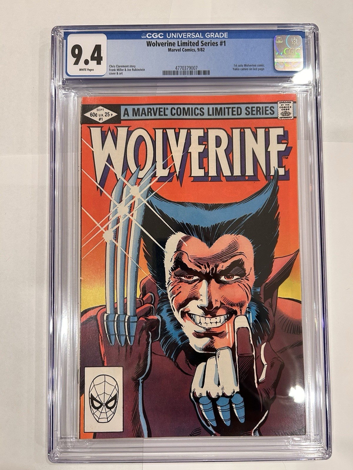 Wolverine Limited Series #1 (1982, Marvel Comics) CGC 9.4 White Pages Wolverine Limited Series #1 (1982, Marvel Comics) CGC 9.4 White Pages