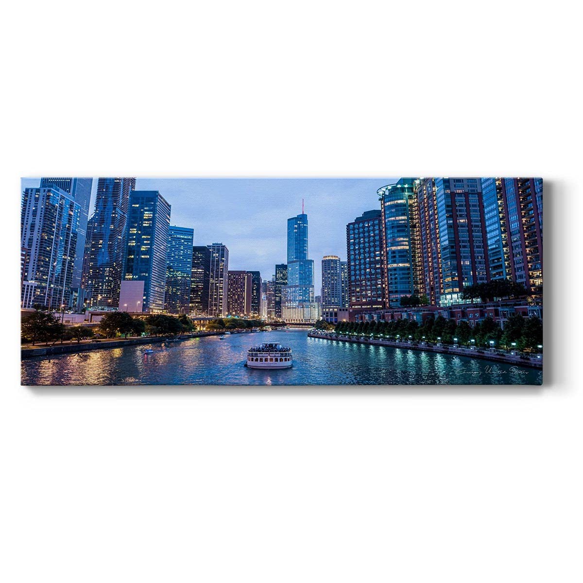 Renditions Gallery Chicago City Night View Photo Canvas Wall Art Prints Office