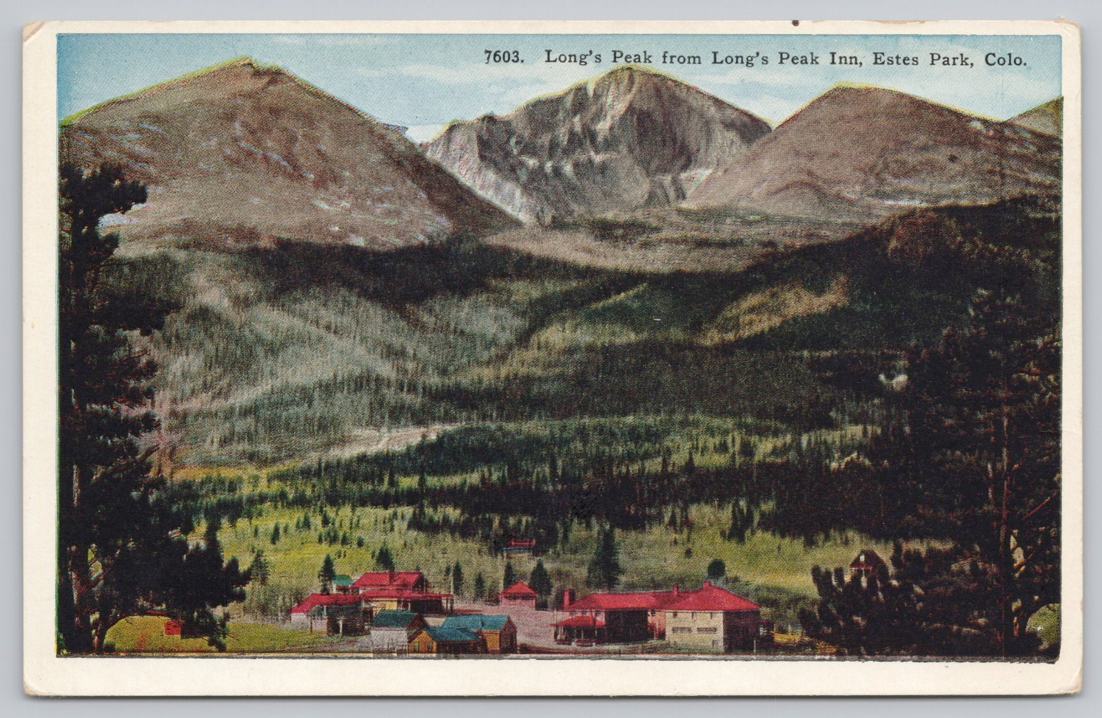 Postcard Long's Peak and Long's Peak Inn Estes Park Colorado