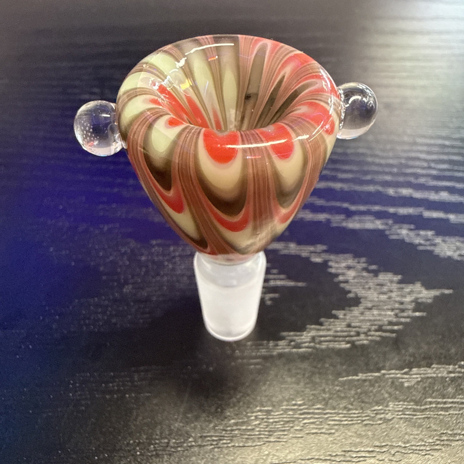 Clover Glass 14MM Slide Bowl For a Water Pipe/Bong Red Brown Minty White Swirl Clover Glass 14MM Slide Bowl For a Water Pipe/Bong Red Brown Minty White Swirl