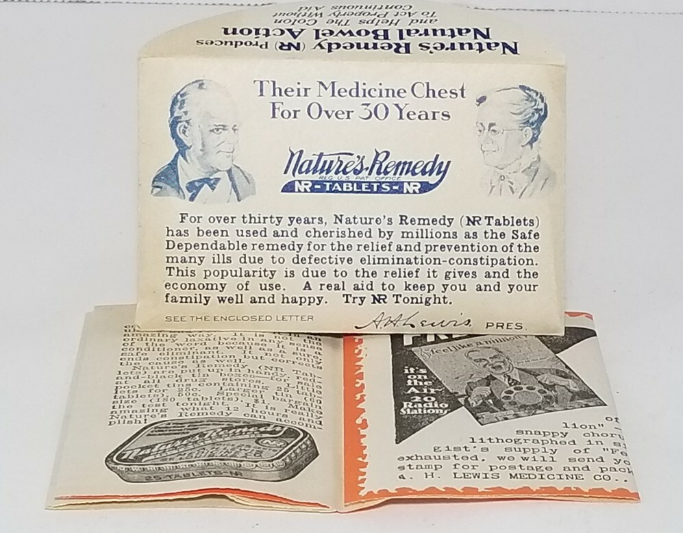 Vintage Nature\'s Remedy Natural Bowel Action Advertising Envelope Insert Colonic
