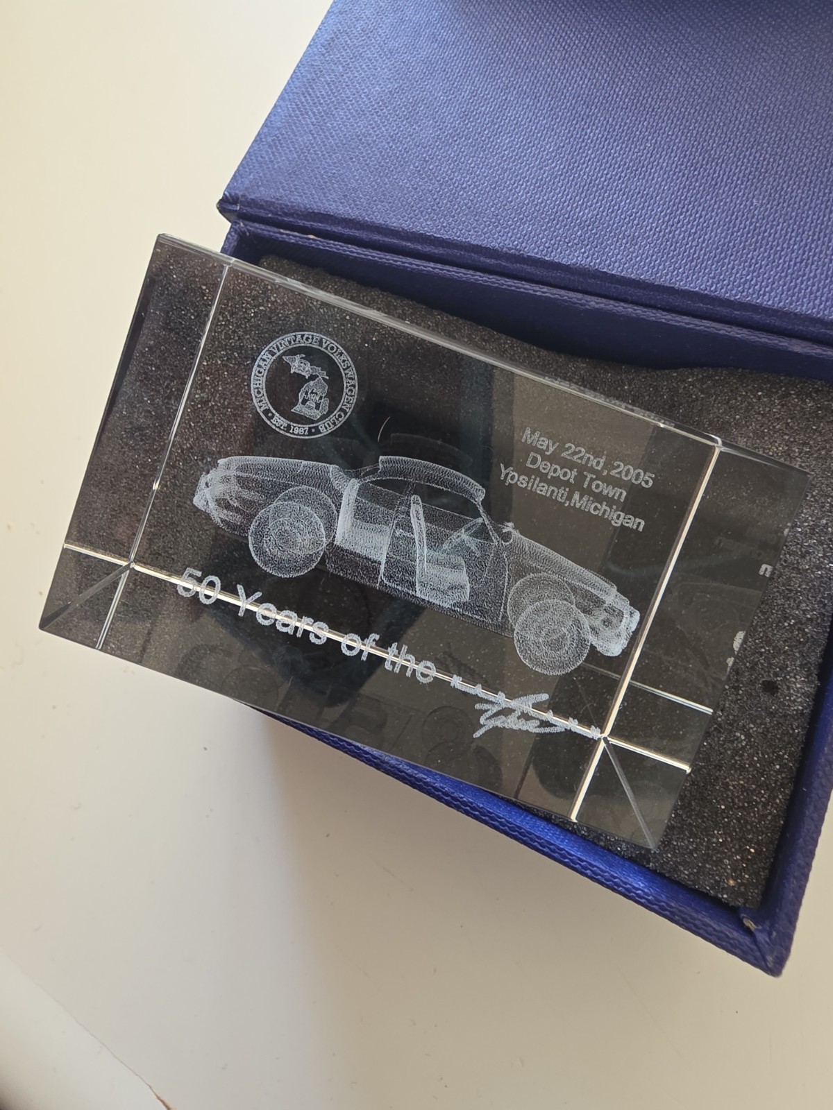 Volkswagen VW Karmann Ghia 50th Anniversary Glass Block Collectible RARE FREE Sh