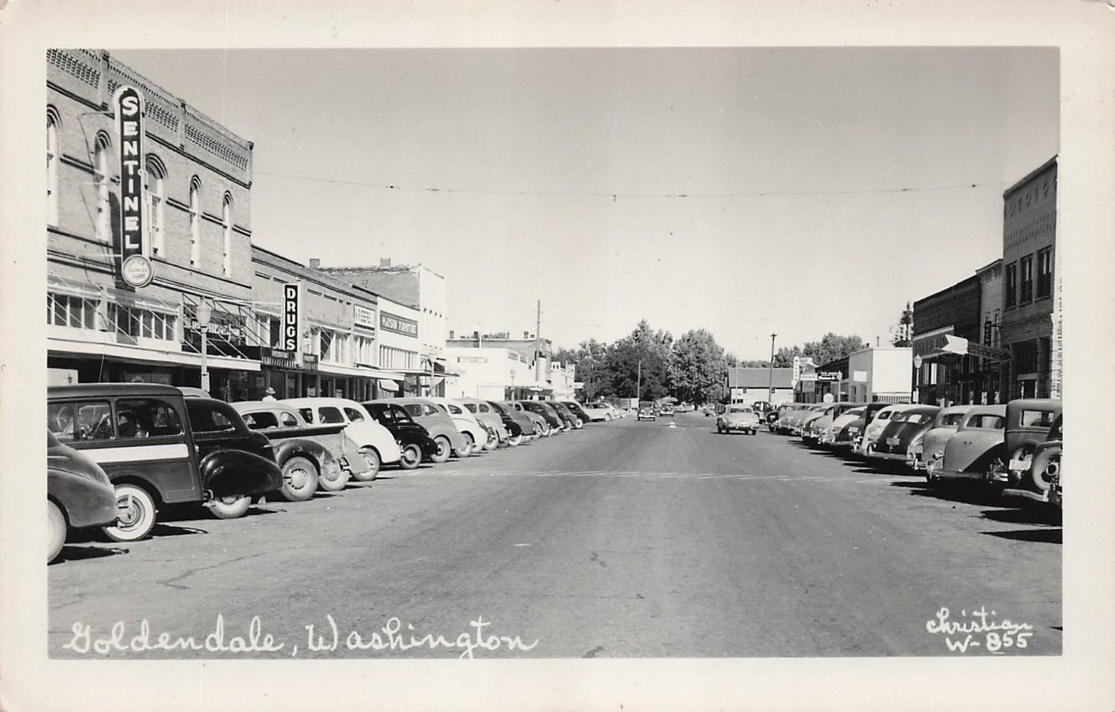 RPPC Goldendale Washington WA Main Street Downtown Photo Vtg Postcard 5A