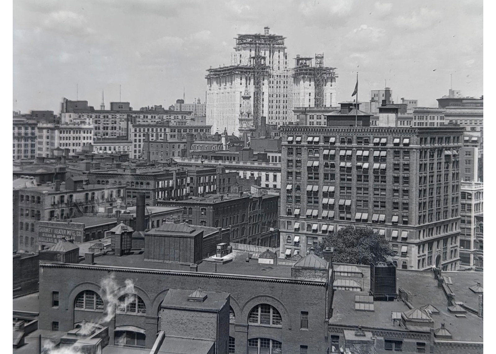 1932 Boston MA Post Office Construction Custom House Glass Negative OOAK 4x5