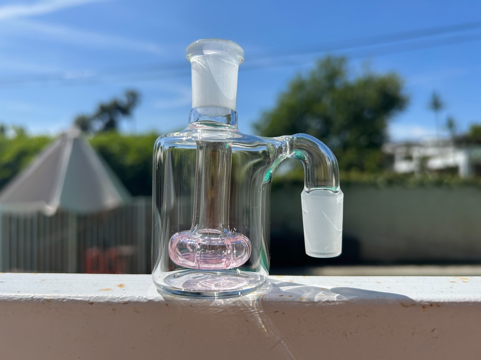 Premium Quality 14mm 90° Pink  Mini Dry Ash Catcher Water Pipe Bong Bubbler
