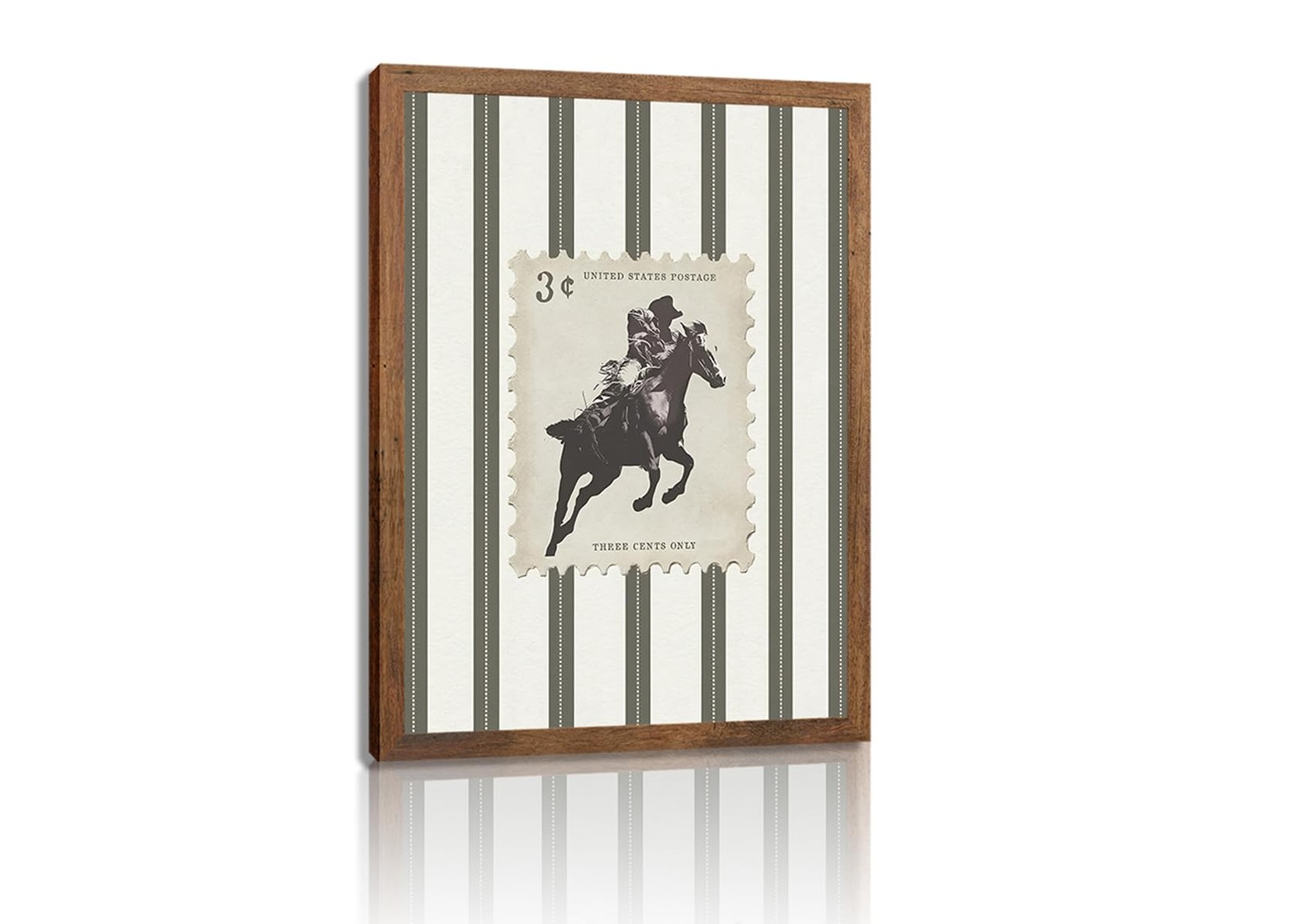 ZDMBCY Vintage Western Cowboy Wall Art, Striped Rodeo Horse Postage Wall Decor