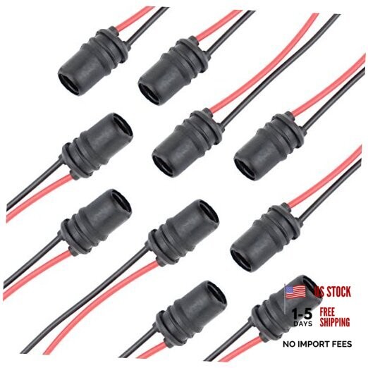 10pcs T10 194 Round Pre-Wired Female Socket for Bulbs T10-Socket-Round*10