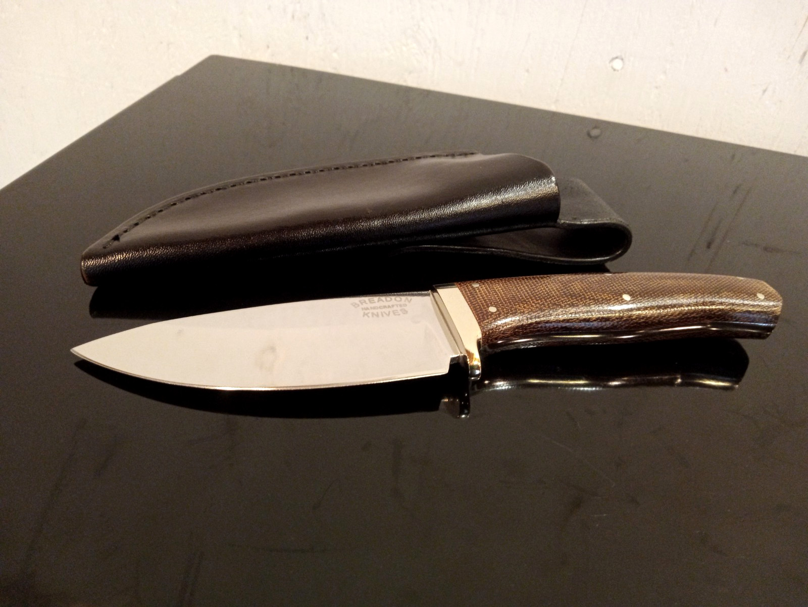 Rare  R. BREADON (Arizona) Handmade Custom 8\'\' Knife 440C Blade. Canvas Micarta.