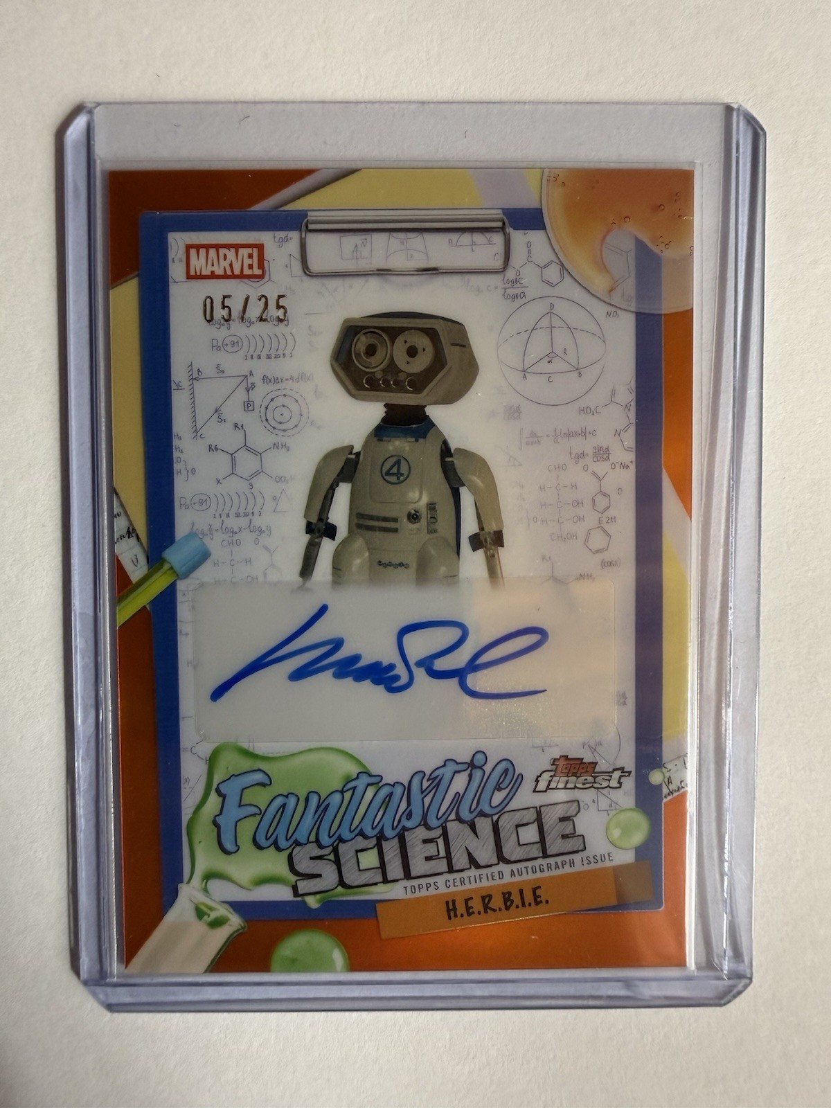 Topps Finest Fantastic 4 H.E.R.B.I.E Matthew Wood Auto Orange /25 FS-07 HERBIE