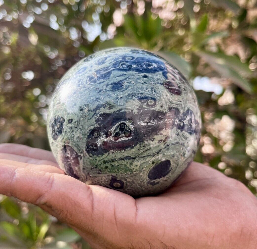 80MM Green Kambaba Jasper Chakra Stone Healing Metaphysical Meditation Sphere