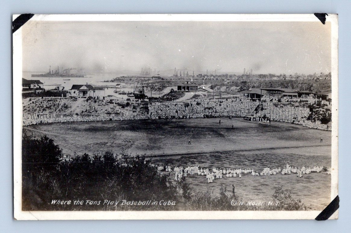 RPPC 1918. WWI BASEBALL STADIUM, BASEBALL GAME IN CUBA. POSTCARD A2