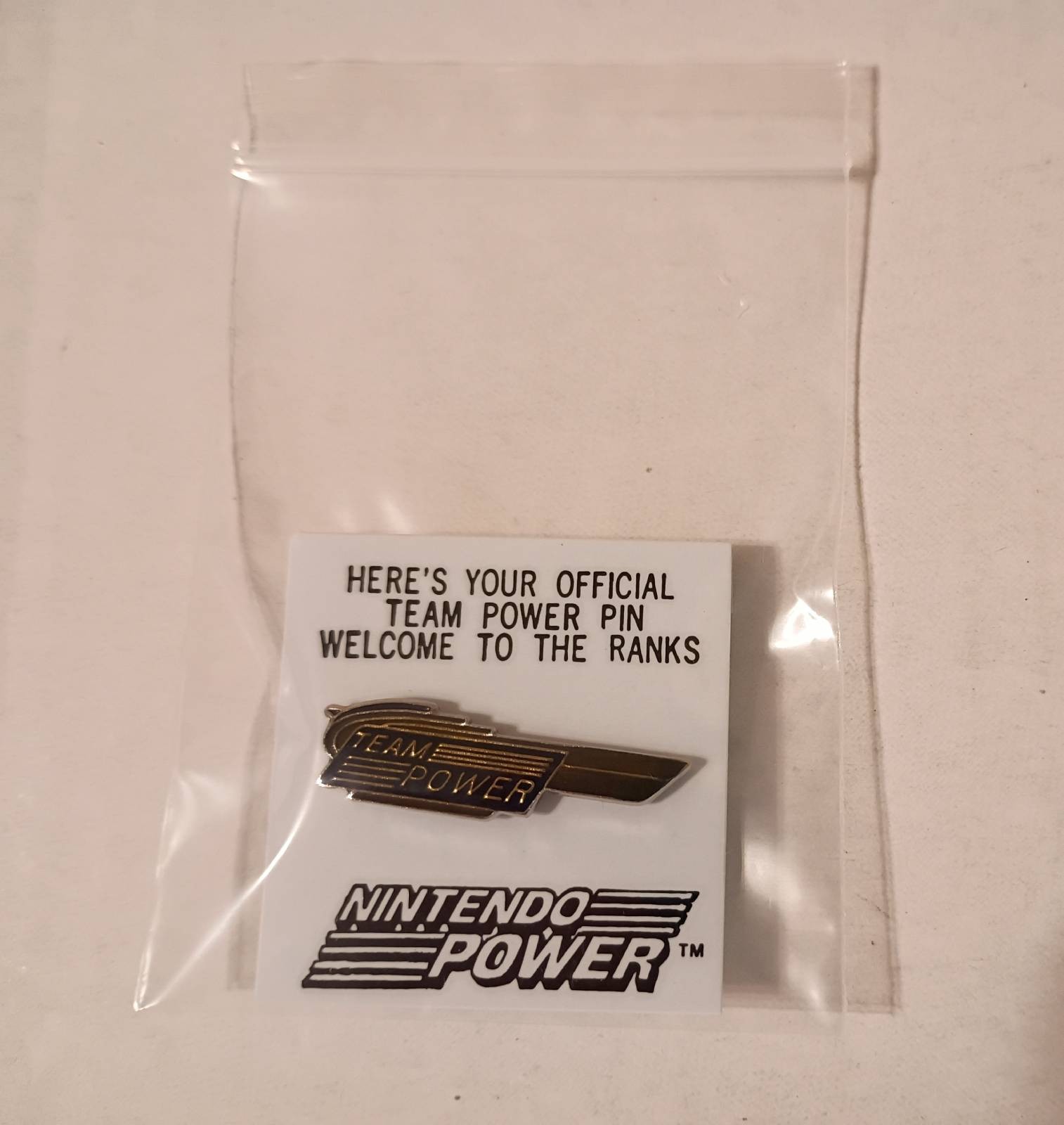 Vintage 1980s Nintendo Power Magazine Official Team Power Pin Members Only NEW Vintage 1980s Nintendo Power Magazine Official Team Power Pin Members Only NEW