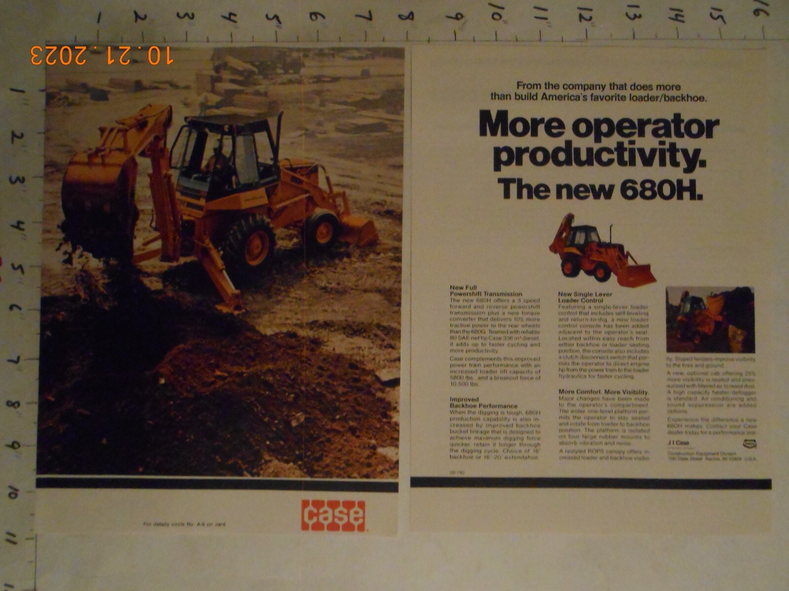 1981 J.I. Case Tenneco CO construction Equipment 680H Backhoe print AD Racine WI