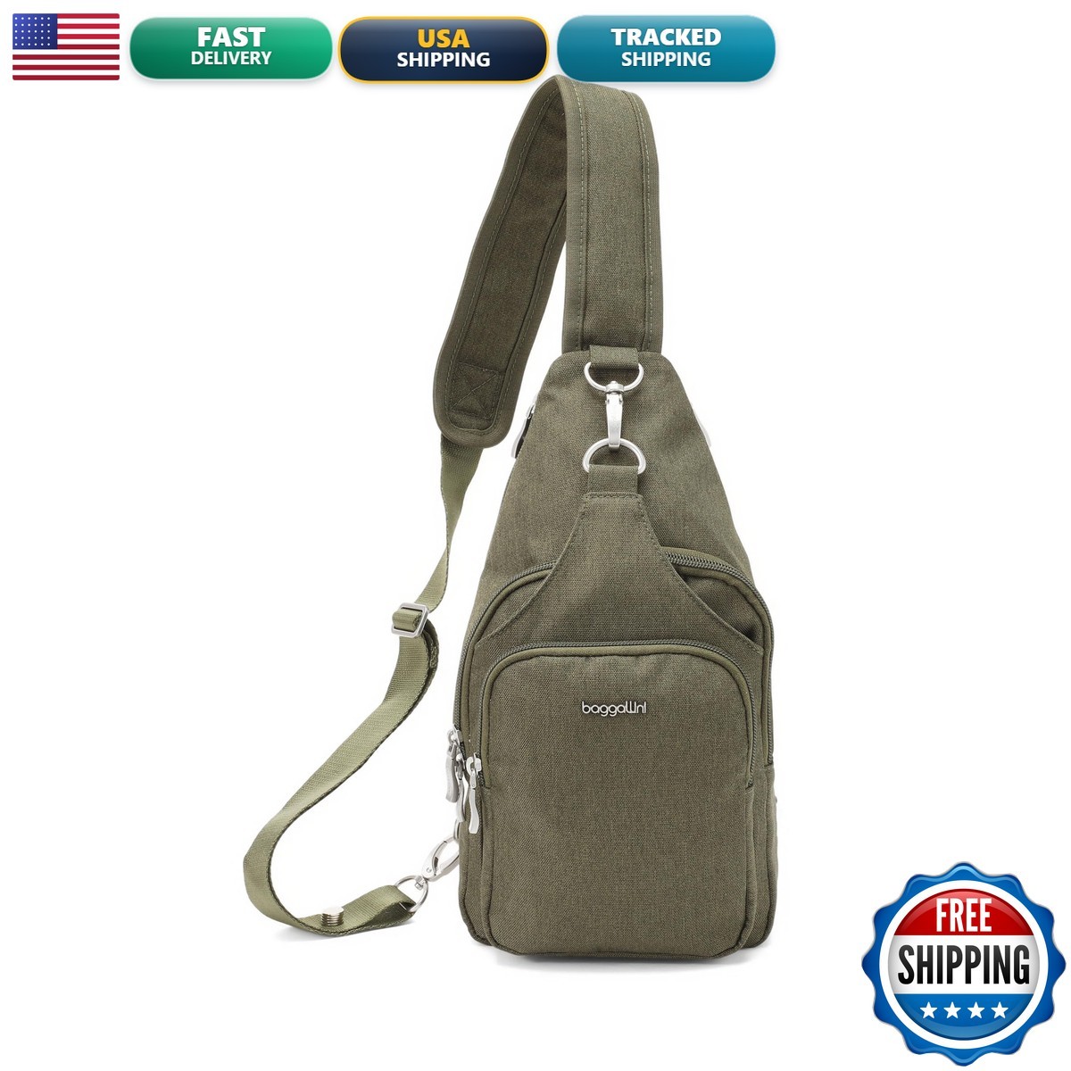 Baggallini Central Park Sling - 12x7 Sling Crossbody Bag Convertible Adjustable