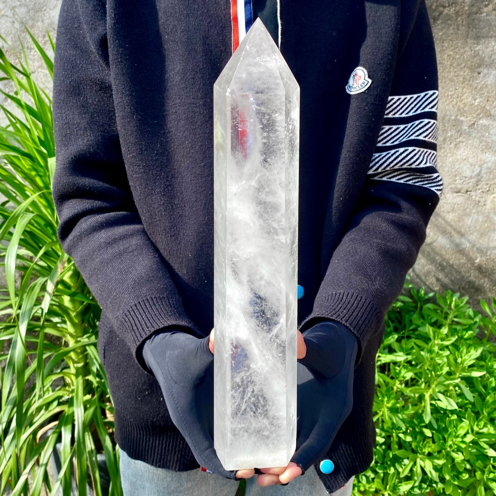 5.48LB Large Natural Clear White Crystal Obelisk Transparent Quartz Energy
