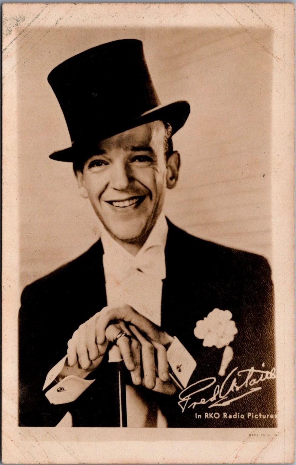 Fred Astaire RKO Radio Pictures Top Hat Cane Vintage Postcard 1930s-40s Fred Astaire RKO Radio Pictures Top Hat Cane Vintage Postcard 1930s-40s