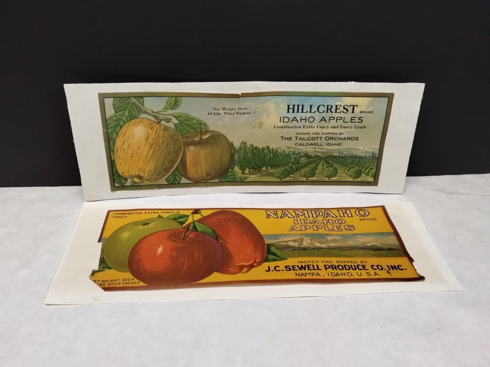 Vintage Original Idaho NAMPAHO & HILLCREST Apple Crate Labels Advertising Lot 2