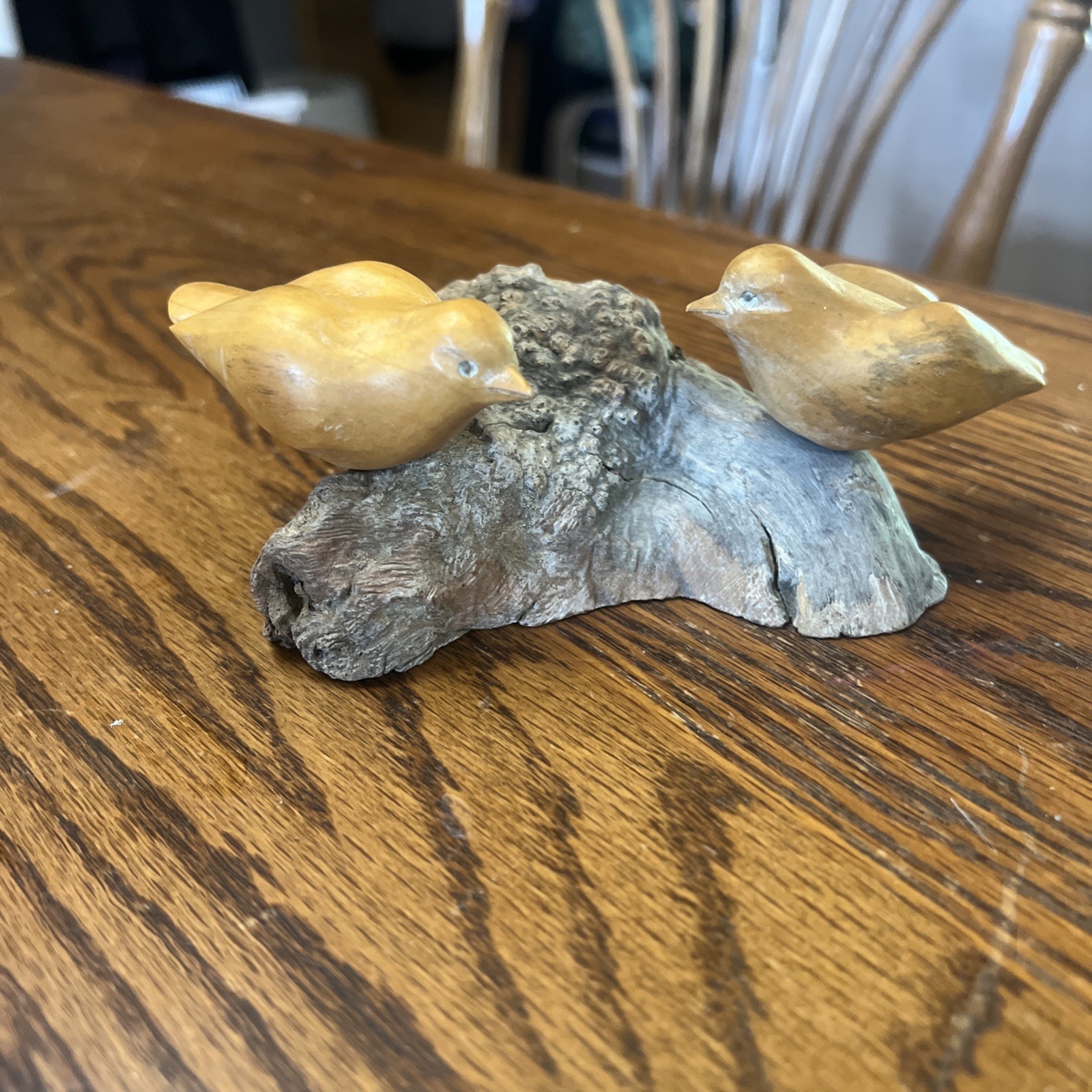Unique Wood Sculpture Of Two Birds On Driftwood birds Are Wood Also.Handcrafted